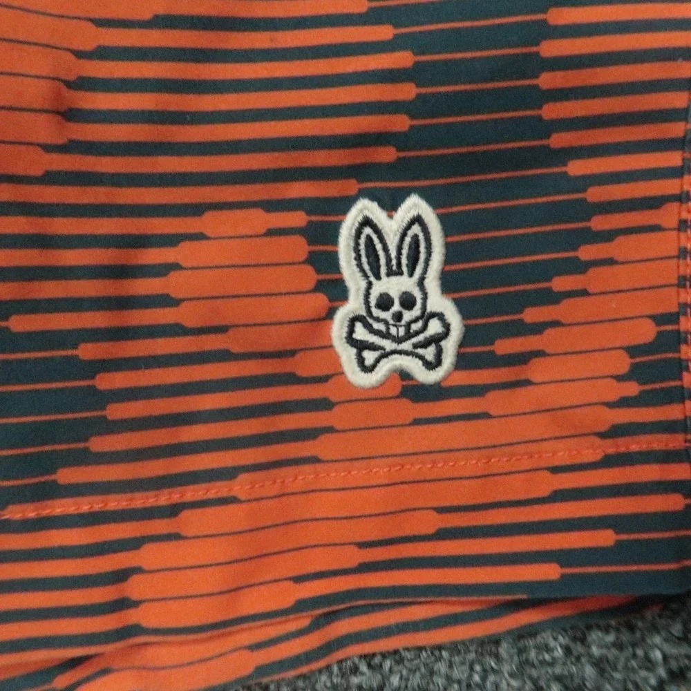 Psycho‎ Bunny Swim Trunks Mens Small Orange Gray Camo Lined Shorts